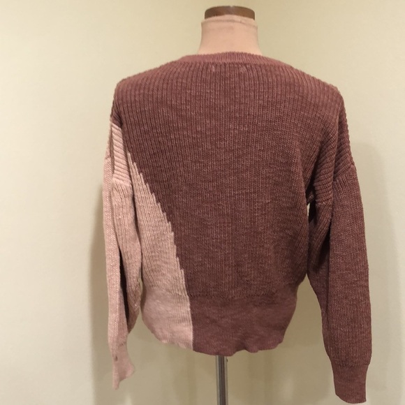 Anthropologie Skies Are Blue Sweater Size Medium Mauve Dusty Pink Puff Sleeve - Picture 5 of 11